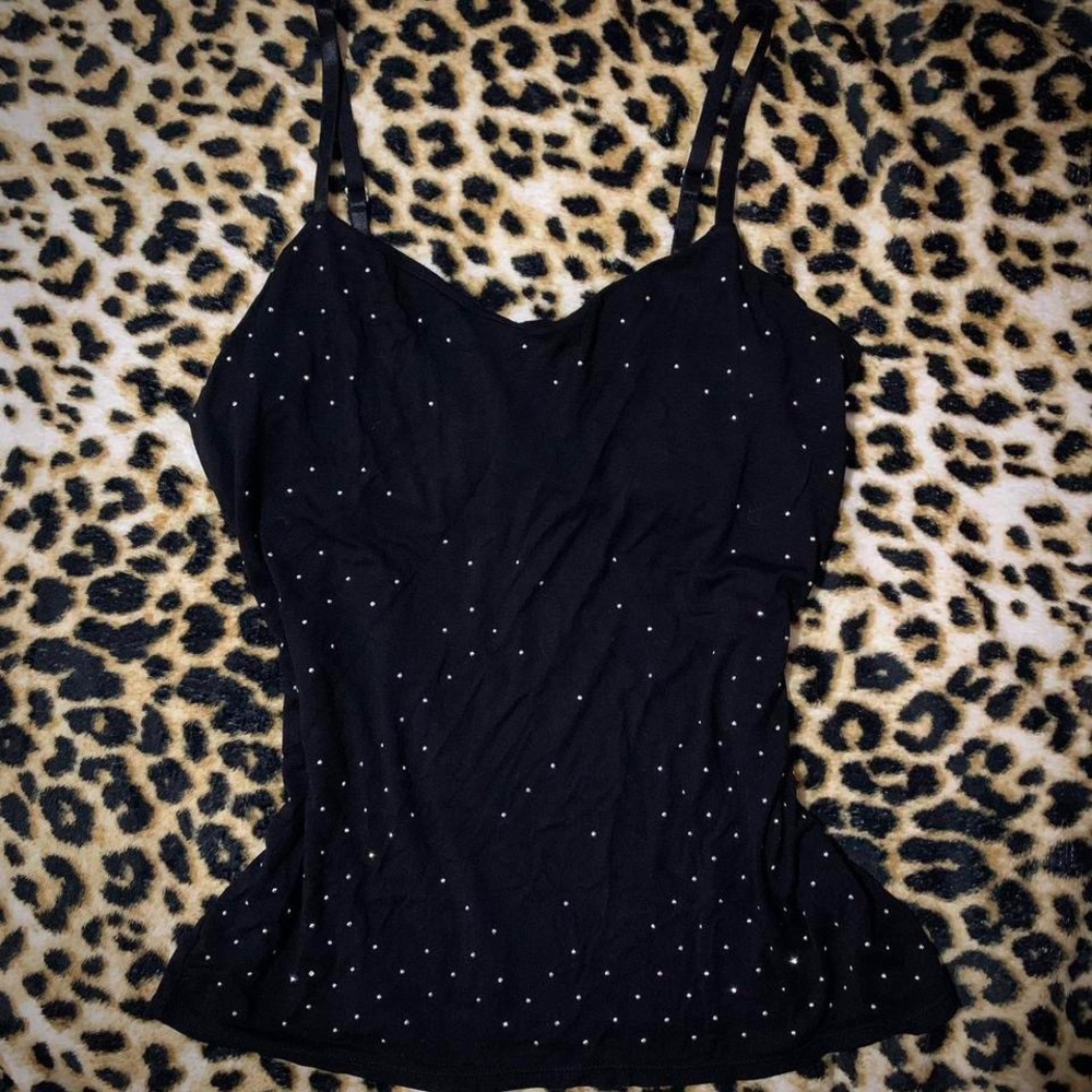 White House Black Market Black Top with Rhinestone Details